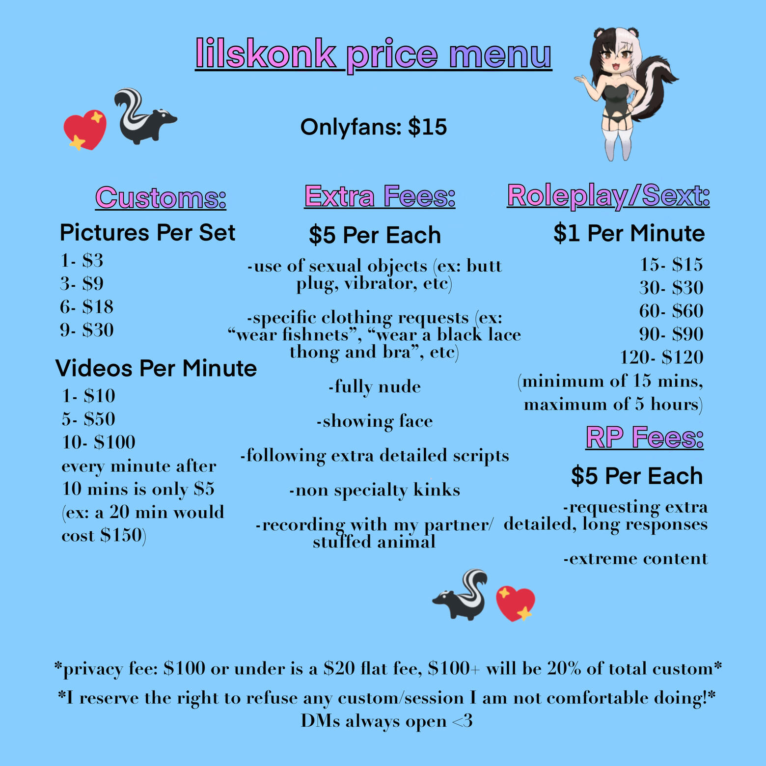 price menu